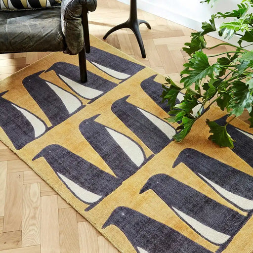 Scion scion screen printed pedro dandelion 023406 Yellow, Multicoloured Living Room Geometric Rug.