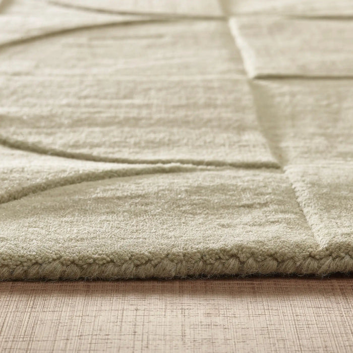 Origins penny eucalyptus Green, Ivory Living Room Wool Rug.
