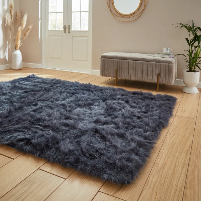 Polar Plush Navy Soft Shaggy Rug