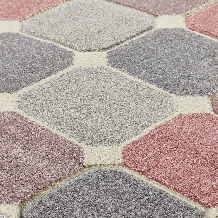 Oriental Weavers portland 172 p Grey, Pink, Cream Living Room Geometric Rug.