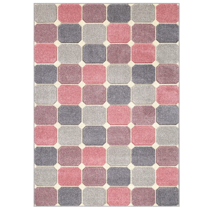 Oriental Weavers portland 172 p Grey, Pink, Cream Living Room Geometric Rug.