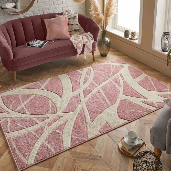 Oriental Weavers portland 57 r Pink, Cream Living Room Geometric Rug.