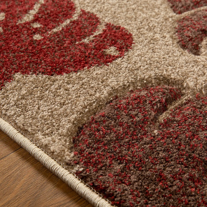 Oriental Weavers portland 7155 q Beige, Multicoloured, Red Living Room Geometric Rug.