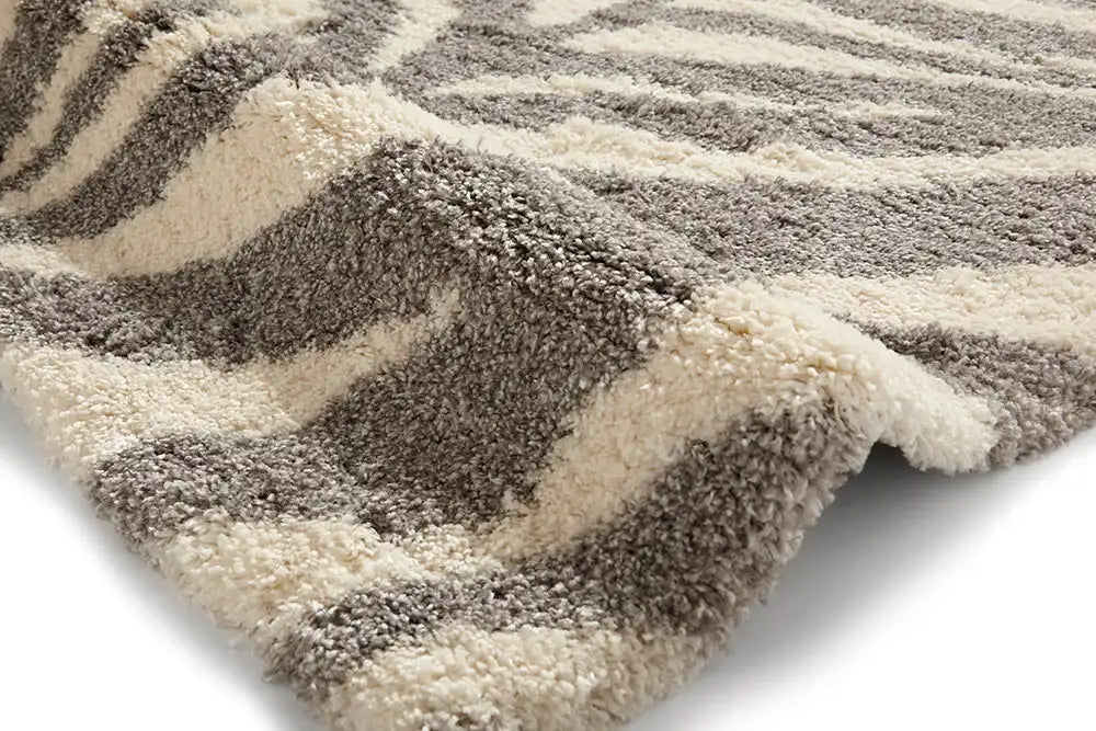 Think Rugs portofino m289 ivory grey Grey, Ivory Living Room Shaggy Rug.
