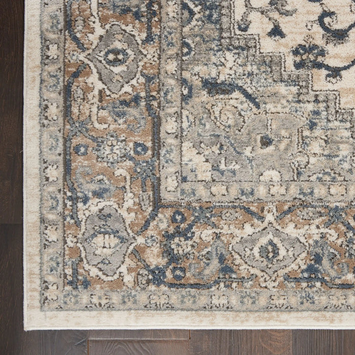 Nourison quarry qua05 ivory grey Grey, Ivory Living Room Moroccan Rug.
