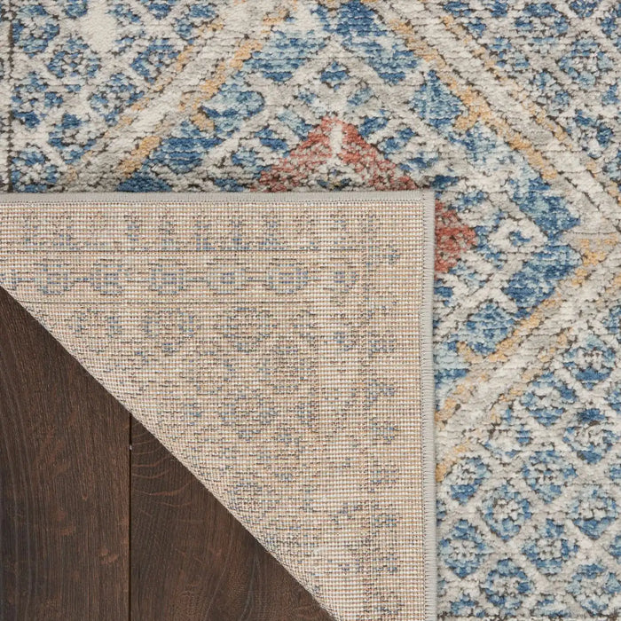 Nourison quarry qua16 blue ivory Blue, Ivory Living Room Moroccan Rug.