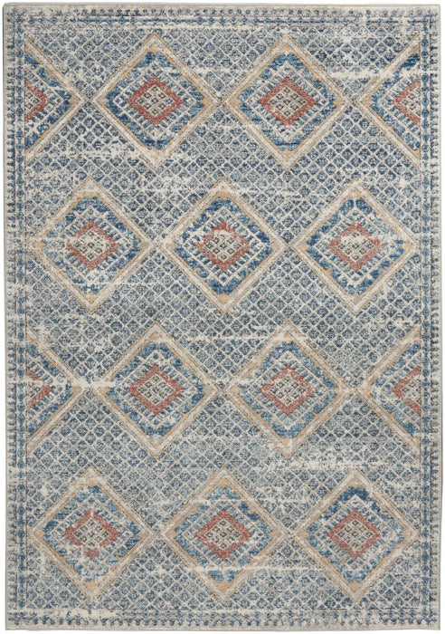 Nourison quarry qua16 blue ivory Blue, Ivory Living Room Moroccan Rug.