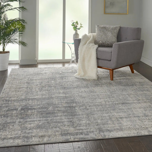Nourison rustic textures rus01 ivory silver Grey, Ivory Living Room  Rug.