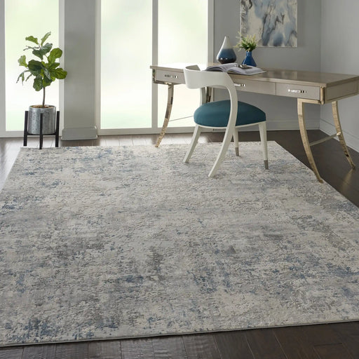 Nourison rustic textures rus07 ivory grey blue Blue, Grey, Ivory Living Room  Rug.