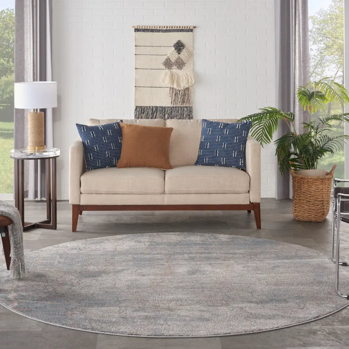 Rustic Textures RUS15 Light Grey Blue Rug