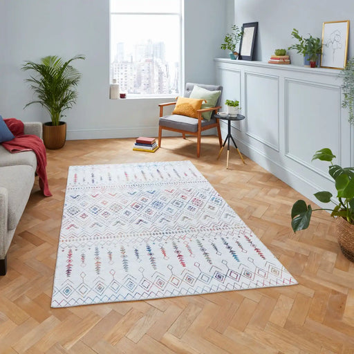 Think Rugs rio think k5308 multi Ivory, Multicoloured Living Room  Rug.