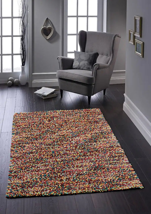 Origins rocks shaggy multi Multicoloured Living Room Wool Rug.