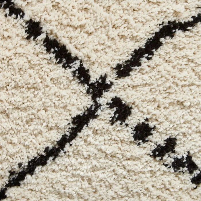 Think Rugs royal nomadic 5413 ivory black Ivory Living Room Shaggy Rug.