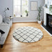Think Rugs royal nomadic 5413 ivory black Ivory Living Room Shaggy Rug.