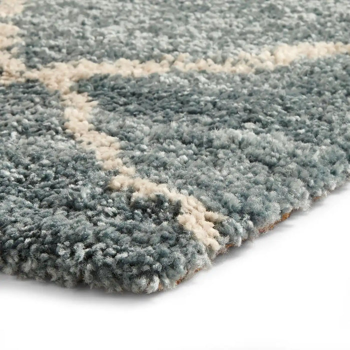Think Rugs royal nomadic 5413 teal champange Blue, Teal Living Room Shaggy Rug.