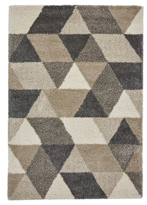 Think Rugs royal nomadic 7611 beige grey Grey, Beige Living Room Shaggy Rug.