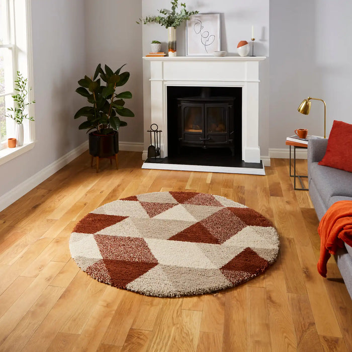 Think Rugs royal nomadic 7611 beige rust Beige, Orange Living Room Shaggy Rug.