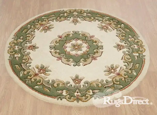 Oriental Weavers royal indian cream green Green, Ivory Living Room Wool Rug.