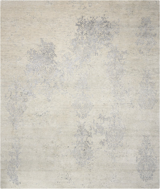 Nourison silk shadows sha14 ivory silver Grey, Ivory Living Room  Rug.
