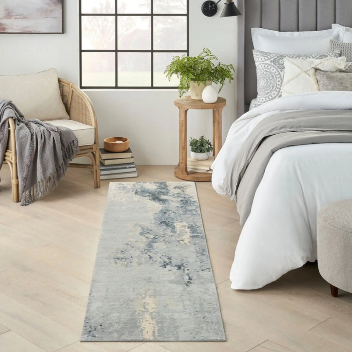 Nourison silk shadows sha21 blue sky Blue Living Room  Rug.