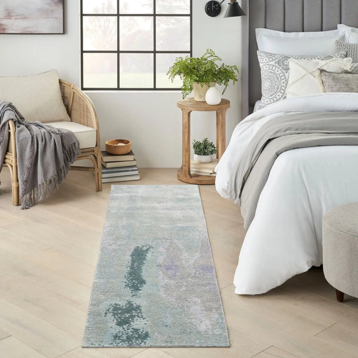 Nourison silk shadows sha22 blue green Blue, Green Living Room  Rug.