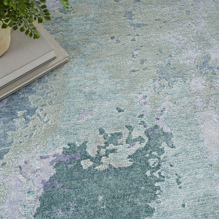 Nourison silk shadows sha22 blue green Blue, Green Living Room  Rug.