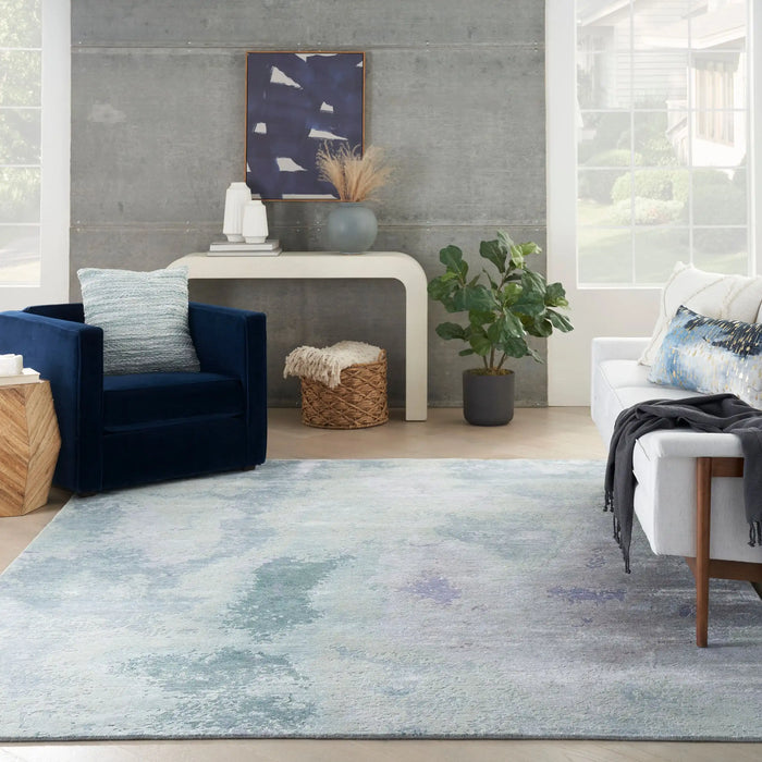 Nourison silk shadows sha22 blue green Blue, Green Living Room  Rug.