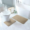 NILAH Piece Machine Washable Non-Slip Light Beige Bathroom Rug Set Beige