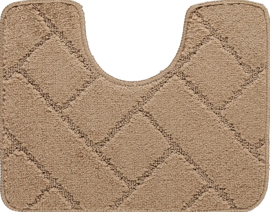 JUNIPER Piece Machine Washable Non-Slip Brown Bathroom Rug Set Brown