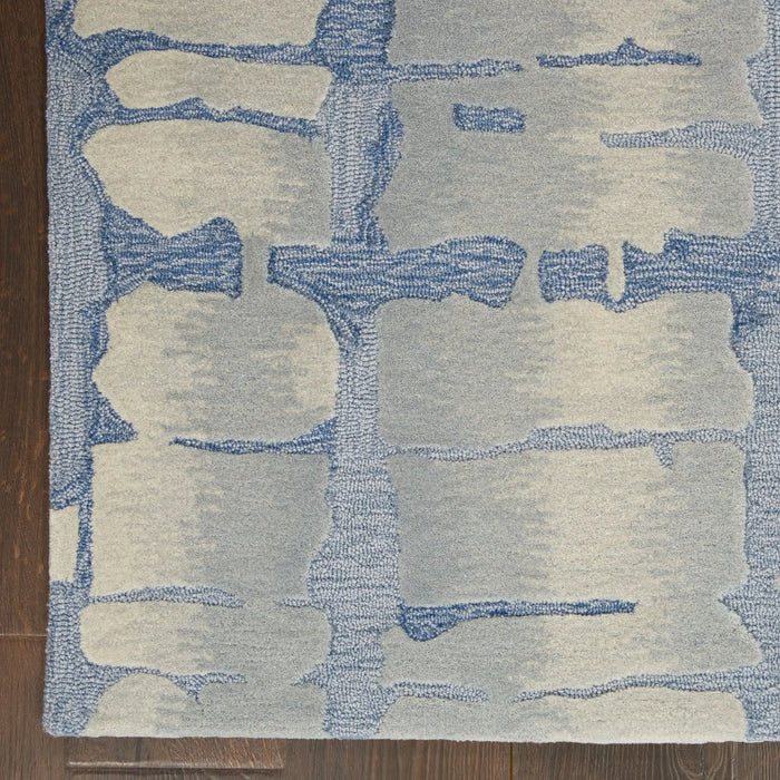 Nourison symmetry smm04 blue grey Blue, Grey Living Room  Rug.