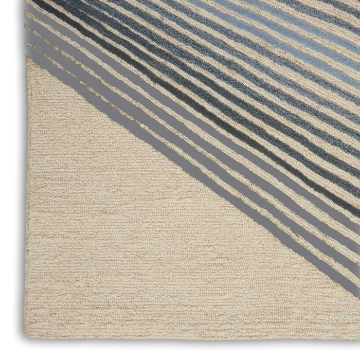 Nourison symmetry smm06 ivory grey Grey, Ivory Living Room  Rug.
