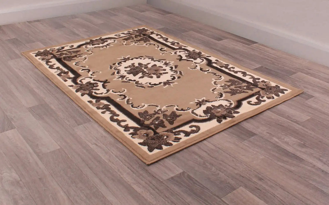 Rug Style traditional poly sandringham taupe Beige Living Room Moroccan Rug.