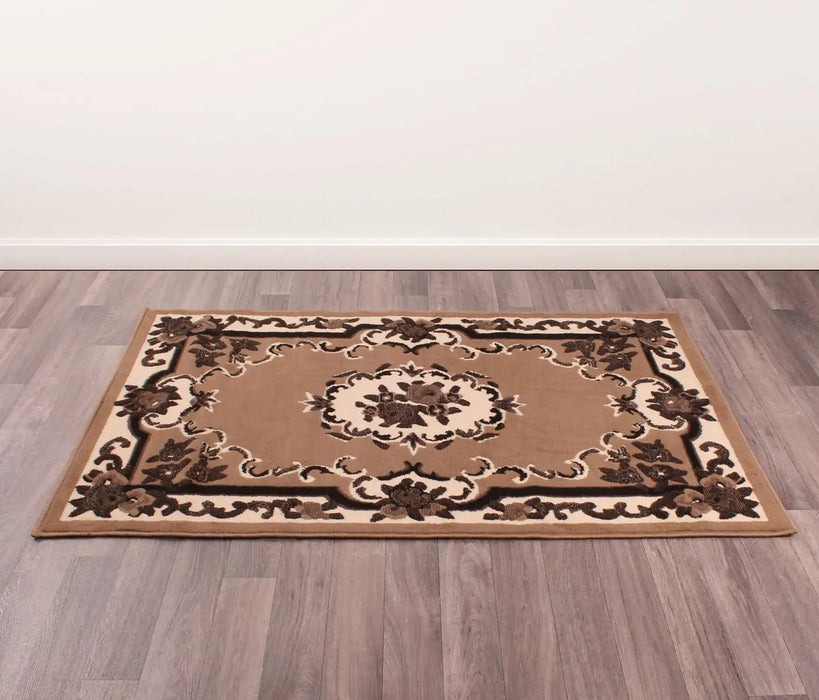 Rug Style traditional poly sandringham taupe Beige Living Room Moroccan Rug.