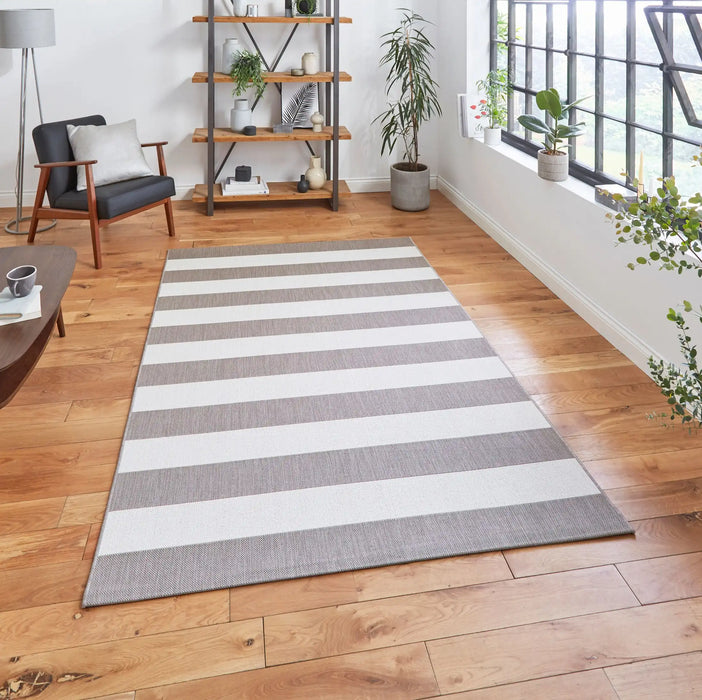Think Rugs santa monica 48644 beige cream Beige, Ivory Living Room Flat Weave Rug.