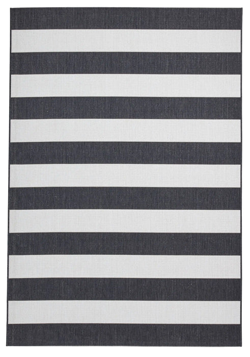 Think Rugs santa monica 48644 black white Black, Ivory Living Room Flat Weave Rug.