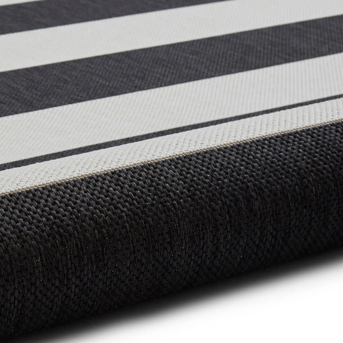 Think Rugs santa monica 48644 black white Black, Ivory Living Room Flat Weave Rug.
