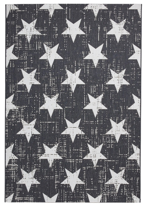Think Rugs santa monica 48648 black white Black, Ivory Living Room Flat Weave Rug.