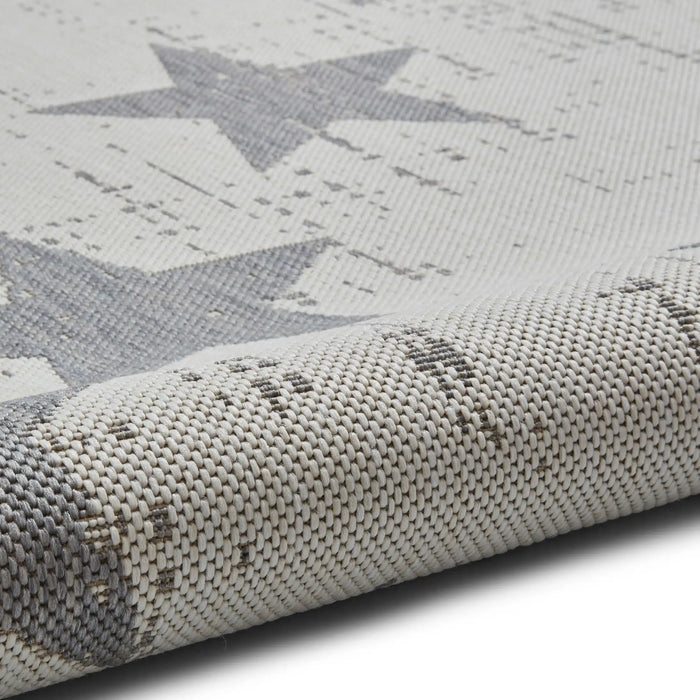 Think Rugs santa monica 48648 cream grey Grey, Ivory Living Room Flat Weave Rug.