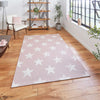 Think Rugs santa monica 48648 rose cream Ivory, Pink Living Room Flat Weave Rug.