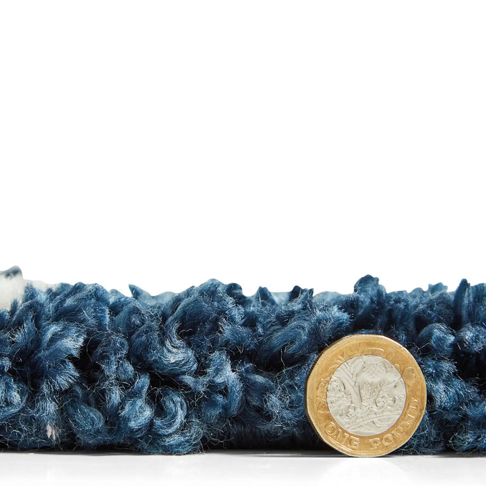 Think Rugs scandi berber g257 navy cream Cream, Navy Living Room  Rug.