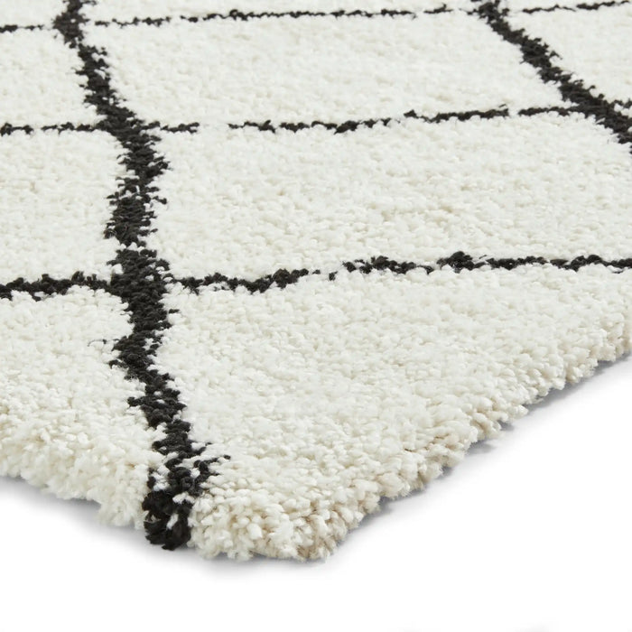 Think Rugs scandi berber g257 white black Black, Ivory Living Room  Rug.