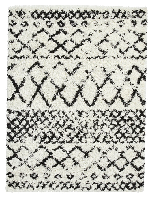 Think Rugs scandi berber g272 white black Black, Ivory Living Room  Rug.