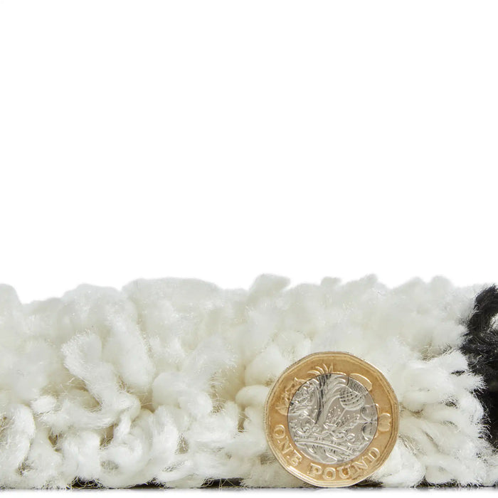 Think Rugs scandi berber g272 white black Black, Ivory Living Room  Rug.