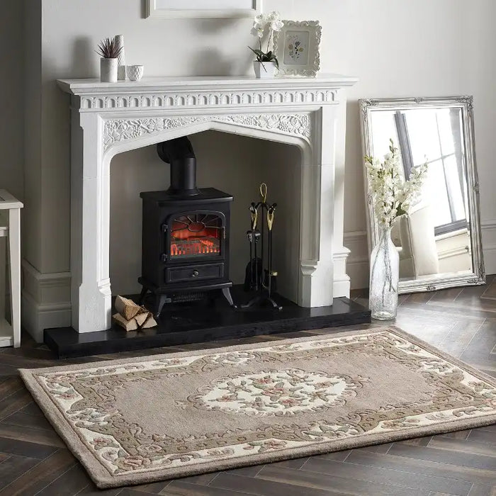 Origins shensi beige Beige Living Room Wool Rug.