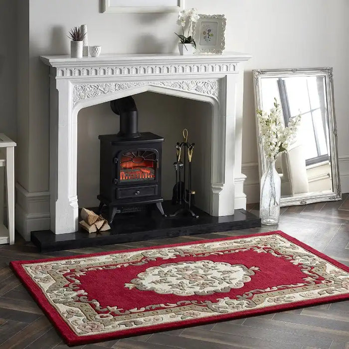 Origins shensi wine Red Living Room Wool Rug.