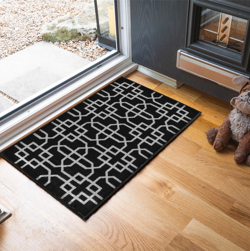 Serdim Rugs gel back siam black Black Living Room Geometric Rug.