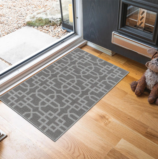 Serdim Rugs gel back siam dark grey Grey Living Room Geometric Rug.