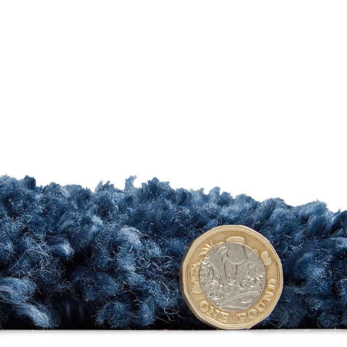 Think Rugs sierra 9000 dark blue Blue Living Room Shaggy Rug.