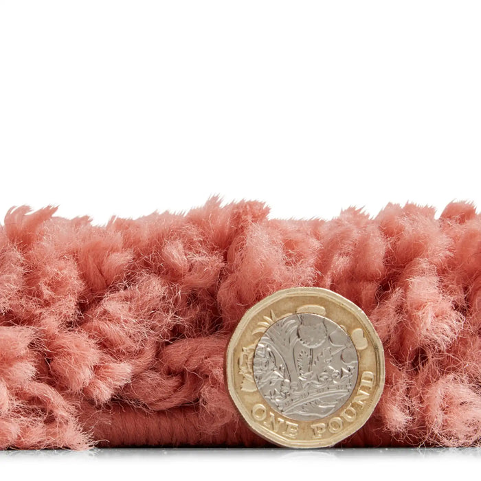 Think Rugs sierra 9000 peach Pink Living Room Shaggy Rug.