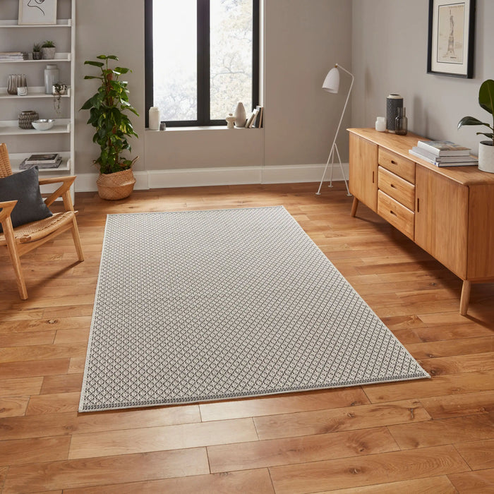 Think Rugs stitch outdoor stitch 9682 beige black Beige, Black Outdoor  Flat Weave Rug.